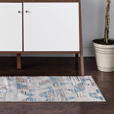 Blue 2' 2 x 6' 1 Leipzig Runner Area Rug 75% Polypropylene & 25% Polyester Modern Contemporary Carpet for Kitchens, Bedroom, Living Room Home Decor for Sale at Rug Engine