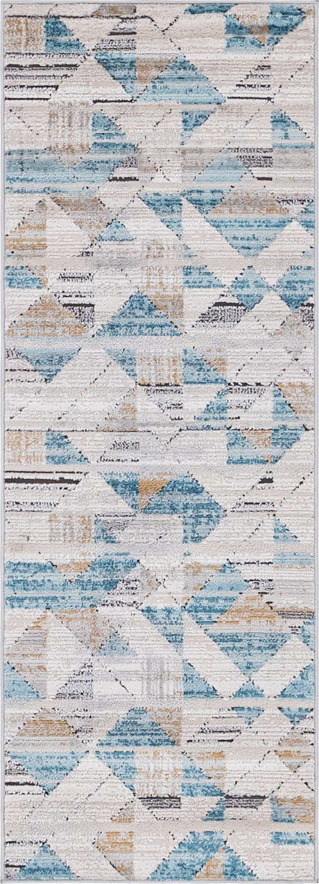 Blue 2' 2 x 6' 1 Leipzig Runner Area Rug 75% Polypropylene & 25% Polyester Modern Contemporary Carpet for Kitchens, Bedroom, Living Room Home Decor for Sale at Rug Engine