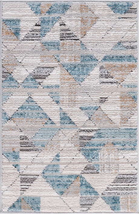Blue 2' 2 x 3' Leipzig Rectangle Area Rug 75% Polypropylene & 25% Polyester Modern Contemporary Carpet for Kitchens, Bedroom, Living Room Home Decor for Sale at Rug Engine