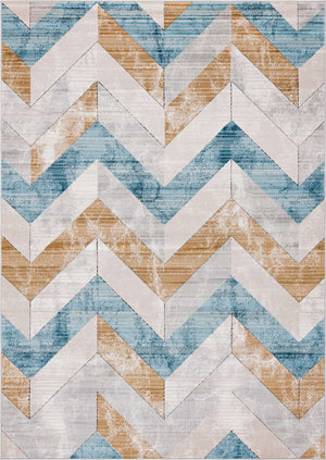 Blue 7' 1 x 10' Leipzig Rectangle Area Rug 75% Polypropylene & 25% Polyester Modern Contemporary Carpet for Kitchens, Bedroom, Living Room Home Decor for Sale at Rug Engine