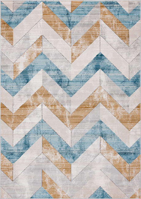 Blue 7' 1 x 10' Leipzig Rectangle Area Rug 75% Polypropylene & 25% Polyester Modern Contemporary Carpet for Kitchens, Bedroom, Living Room Home Decor for Sale at Rug Engine