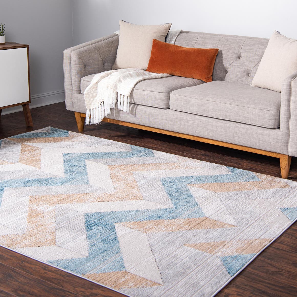 Blue 7' 1 x 10' Leipzig Rectangle Area Rug 75% Polypropylene & 25% Polyester Modern Contemporary Carpet for Kitchens, Bedroom, Living Room Home Decor for Sale at Rug Engine