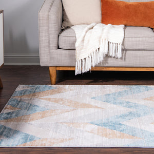 Blue 7' 1 x 10' Leipzig Rectangle Area Rug 75% Polypropylene & 25% Polyester Modern Contemporary Carpet for Kitchens, Bedroom, Living Room Home Decor for Sale at Rug Engine