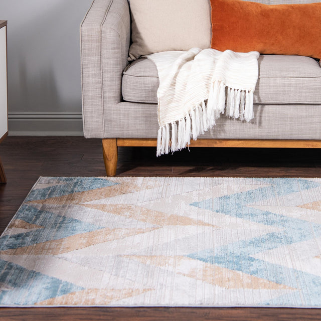 Blue 7' 1 x 10' Leipzig Rectangle Area Rug 75% Polypropylene & 25% Polyester Modern Contemporary Carpet for Kitchens, Bedroom, Living Room Home Decor for Sale at Rug Engine