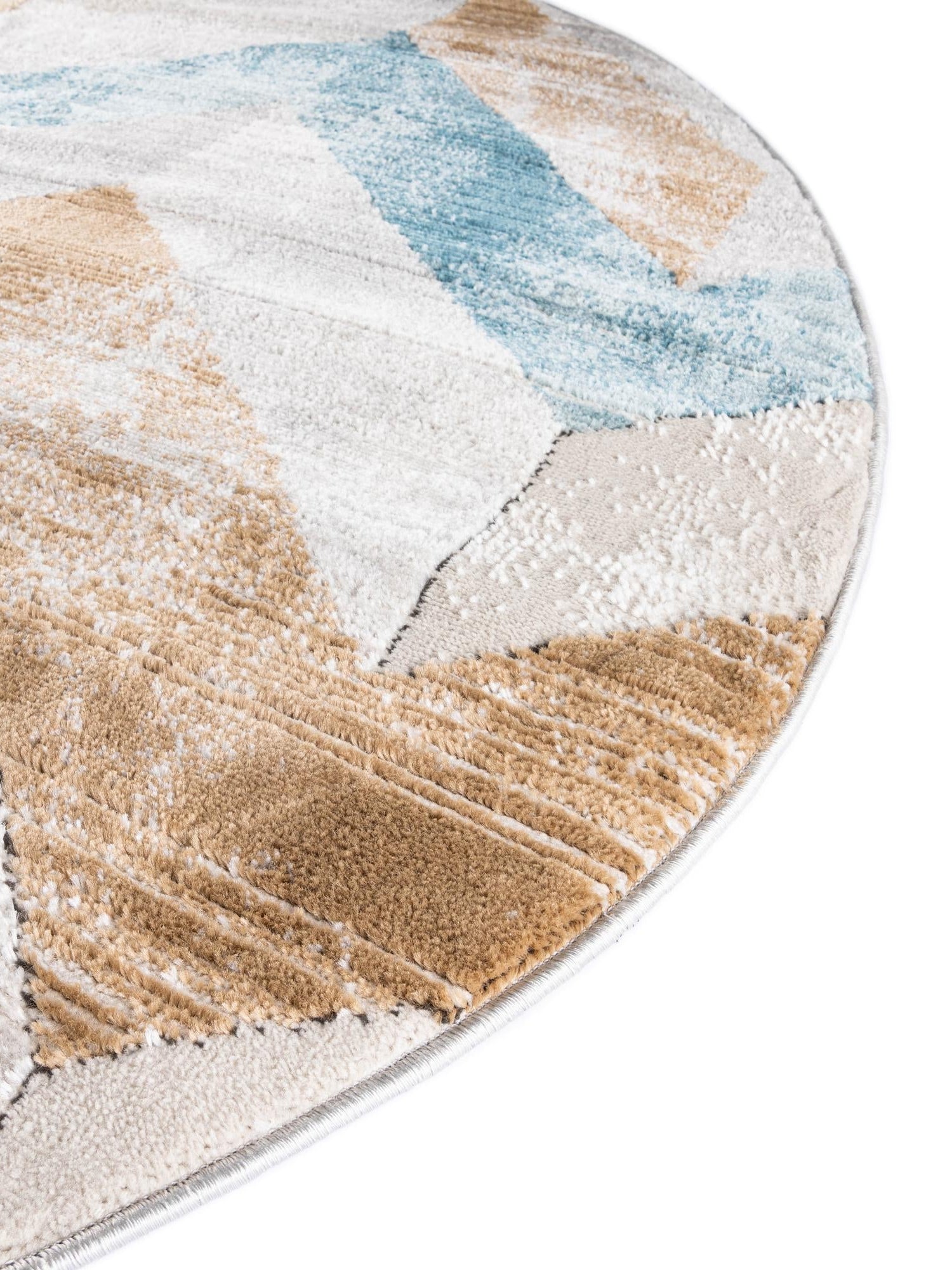 Blue 6' 1 x 6' 1 Leipzig Round Area Rug 75% Polypropylene & 25% Polyester Modern Contemporary Carpet for Kitchens, Bedroom, Living Room Home Decor for Sale at Rug Engine