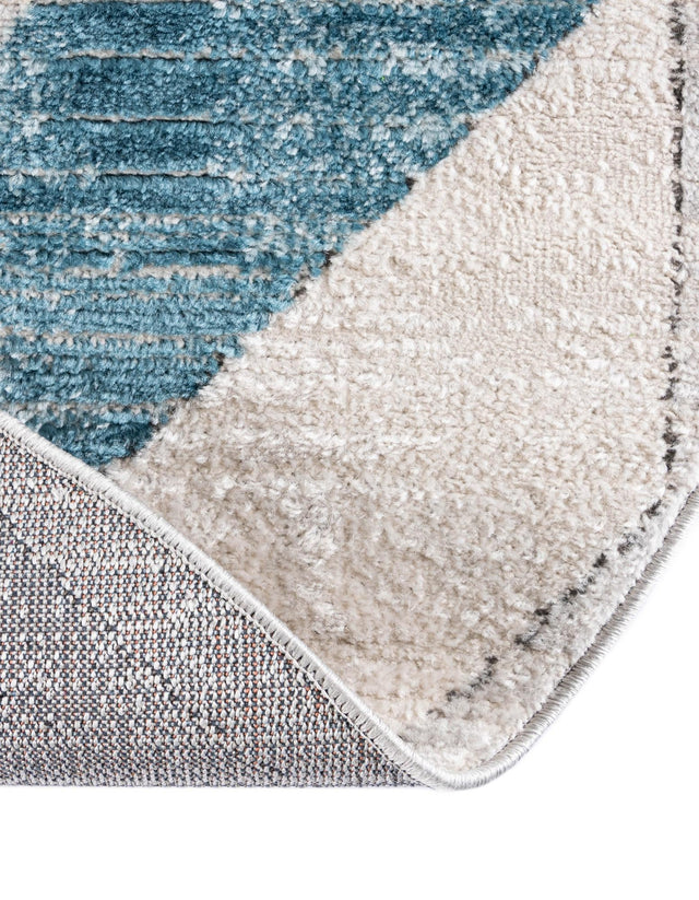 Blue 7' 1 x 7' 1 Leipzig Round Area Rug 75% Polypropylene & 25% Polyester Modern Contemporary Carpet for Kitchens, Bedroom, Living Room Home Decor for Sale at Rug Engine