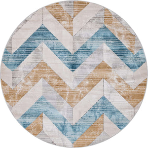 Blue 6' 1 x 6' 1 Leipzig Round Area Rug 75% Polypropylene & 25% Polyester Modern Contemporary Carpet for Kitchens, Bedroom, Living Room Home Decor for Sale at Rug Engine