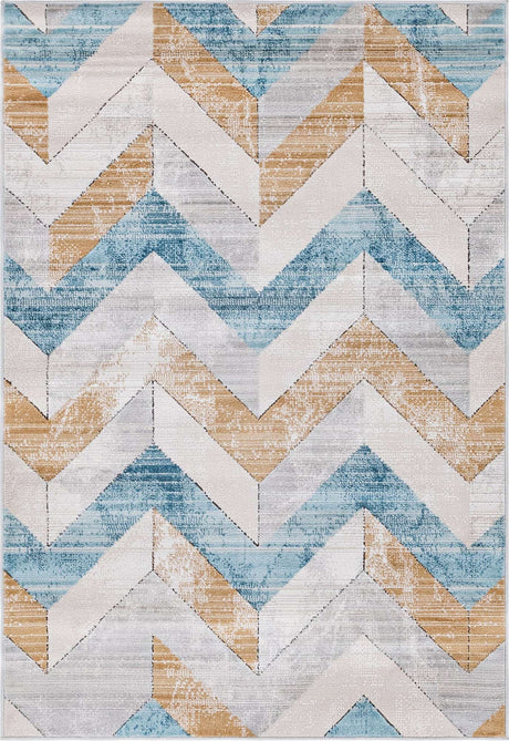 Blue 4' 1 x 6' 1 Leipzig Rectangle Area Rug 75% Polypropylene & 25% Polyester Modern Contemporary Carpet for Kitchens, Bedroom, Living Room Home Decor for Sale at Rug Engine