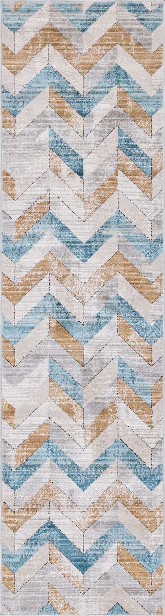 Blue 2' 7 x 10' Leipzig Runner Area Rug 75% Polypropylene & 25% Polyester Modern Contemporary Carpet for Kitchens, Bedroom, Living Room Home Decor for Sale at Rug Engine