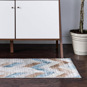 Blue 2' 2 x 6' 1 Leipzig Runner Area Rug 75% Polypropylene & 25% Polyester Modern Contemporary Carpet for Kitchens, Bedroom, Living Room Home Decor for Sale at Rug Engine