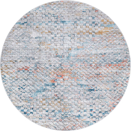 Multicolor 7' 1 x 7' 1 Leipzig Round Area Rug 75% Polypropylene & 25% Polyester Modern Contemporary Carpet for Kitchens, Bedroom, Living Room Home Decor for Sale at Rug Engine