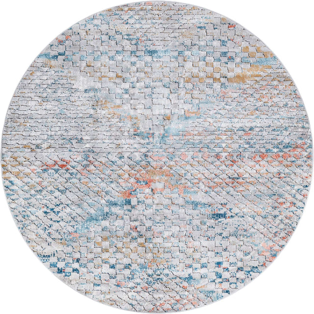 Multicolor 7' 1 x 7' 1 Leipzig Round Area Rug 75% Polypropylene & 25% Polyester Modern Contemporary Carpet for Kitchens, Bedroom, Living Room Home Decor for Sale at Rug Engine