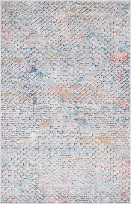 Multicolor 5' 1 x 8' Leipzig Rectangle Area Rug 75% Polypropylene & 25% Polyester Modern Contemporary Carpet for Kitchens, Bedroom, Living Room Home Decor for Sale at Rug Engine