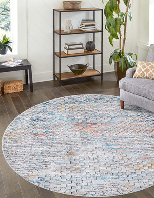Multicolor 3' 3 x 3' 3 Leipzig Round Area Rug 75% Polypropylene & 25% Polyester Modern Contemporary Carpet for Kitchens, Bedroom, Living Room Home Decor for Sale at Rug Engine