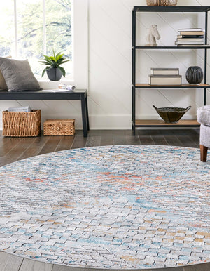Multicolor 3' 3 x 3' 3 Leipzig Round Area Rug 75% Polypropylene & 25% Polyester Modern Contemporary Carpet for Kitchens, Bedroom, Living Room Home Decor for Sale at Rug Engine
