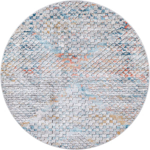 Multicolor 6' 1 x 6' 1 Leipzig Round Area Rug 75% Polypropylene & 25% Polyester Modern Contemporary Carpet for Kitchens, Bedroom, Living Room Home Decor for Sale at Rug Engine