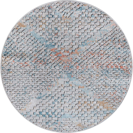 Multicolor 3' 3 x 3' 3 Leipzig Round Area Rug 75% Polypropylene & 25% Polyester Modern Contemporary Carpet for Kitchens, Bedroom, Living Room Home Decor for Sale at Rug Engine