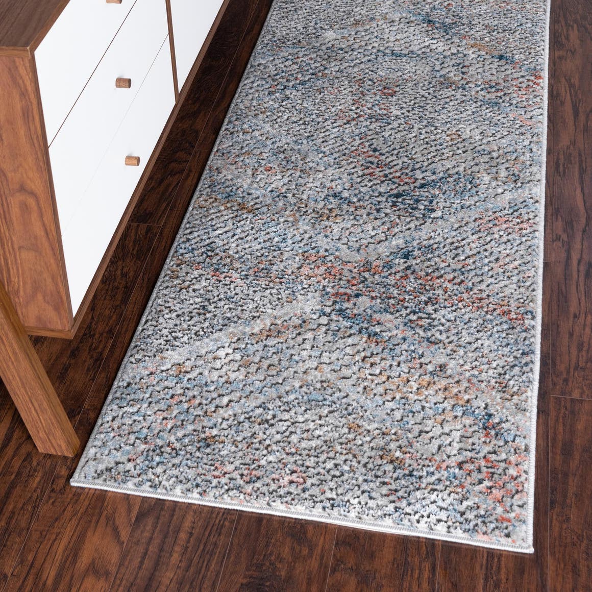 Multicolor 2' 7 x 13' 1 Leipzig Runner Area Rug 75% Polypropylene & 25% Polyester Modern Contemporary Carpet for Kitchens, Bedroom, Living Room Home Decor for Sale at Rug Engine