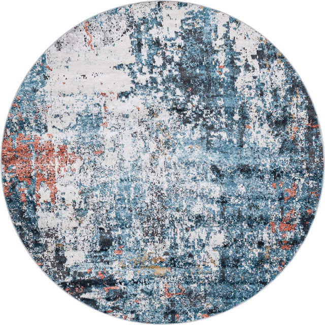 Multicolor 7' x 7' Leipzig Round Area Rug 75% Polypropylene & 25% Polyester Modern Contemporary Carpet for Kitchens, Bedroom, Living Room Home Decor for Sale at Rug Engine