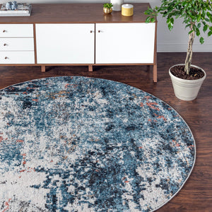 Multicolor 6' 1 x 6' 1 Leipzig Round Area Rug 75% Polypropylene & 25% Polyester Modern Contemporary Carpet for Kitchens, Bedroom, Living Room Home Decor for Sale at Rug Engine