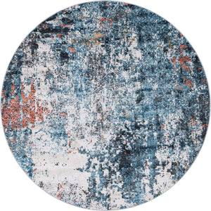 Multicolor 6' 1 x 6' 1 Leipzig Round Area Rug 75% Polypropylene & 25% Polyester Modern Contemporary Carpet for Kitchens, Bedroom, Living Room Home Decor for Sale at Rug Engine