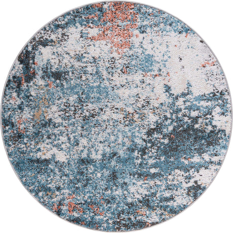 Multicolor 3' 3 x 3' 3 Leipzig Round Area Rug 75% Polypropylene & 25% Polyester Modern Contemporary Carpet for Kitchens, Bedroom, Living Room Home Decor for Sale at Rug Engine
