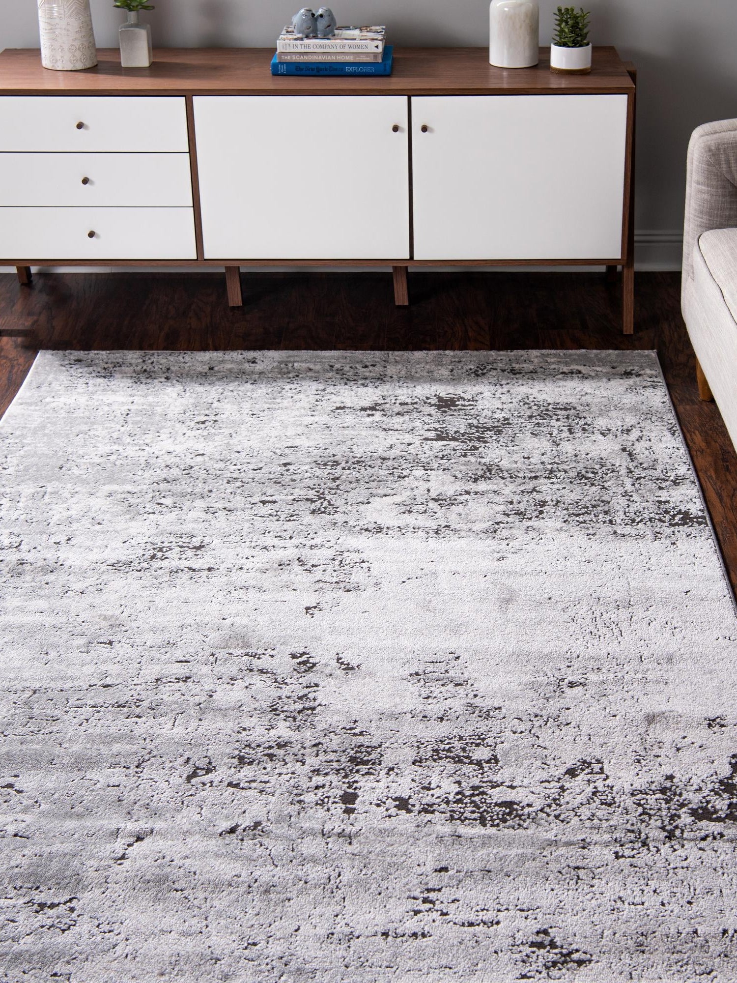 Gray 6' 1 x 9' Leipzig Rectangle Area Rug 75% Polypropylene & 25% Polyester Modern Contemporary Carpet for Kitchens, Bedroom, Living Room Home Decor for Sale at Rug Engine