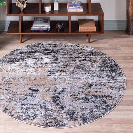 Beige 6' 1 x 6' 1 Leipzig Round Area Rug 75% Polypropylene & 25% Polyester Modern Contemporary Carpet for Kitchens, Bedroom, Living Room Home Decor for Sale at Rug Engine