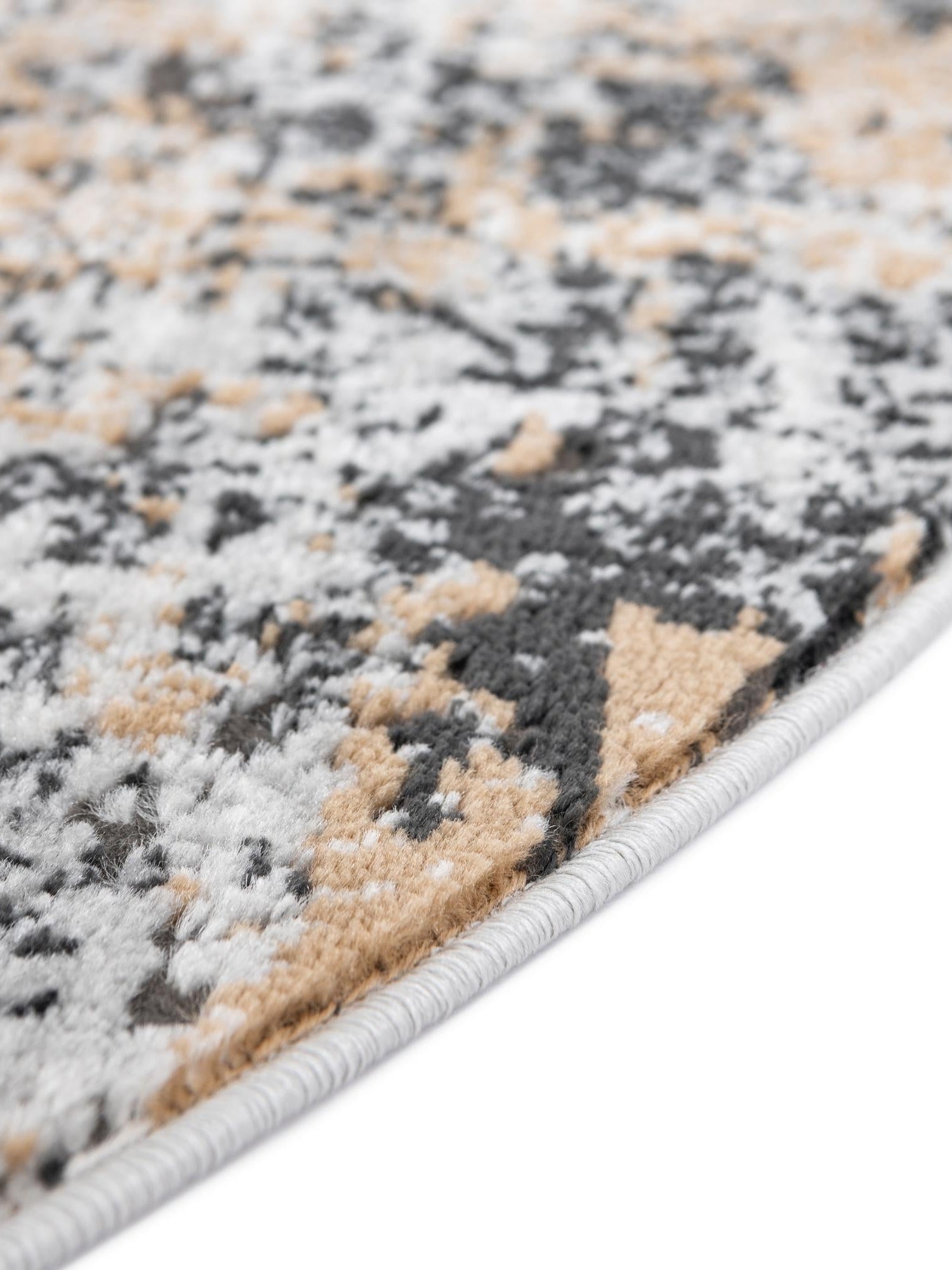 Beige 5' 3 x 5' 3 Leipzig Round Area Rug 75% Polypropylene & 25% Polyester Modern Contemporary Carpet for Kitchens, Bedroom, Living Room Home Decor for Sale at Rug Engine
