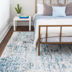 Blue 7' 1 x 10' Leipzig Rectangle Area Rug 75% Polypropylene & 25% Polyester Modern Contemporary Carpet for Kitchens, Bedroom, Living Room Home Decor for Sale at Rug Engine