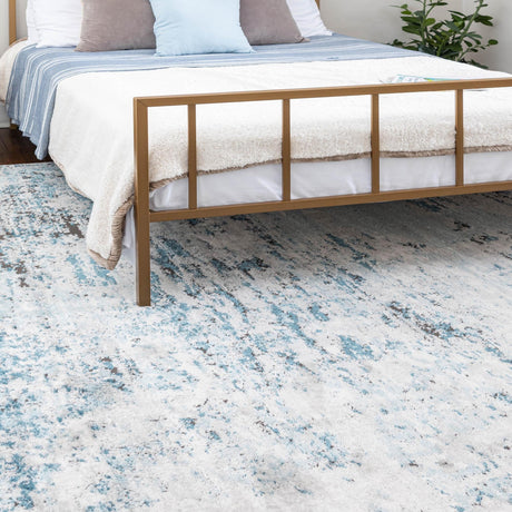 Blue 7' 1 x 10' Leipzig Rectangle Area Rug 75% Polypropylene & 25% Polyester Modern Contemporary Carpet for Kitchens, Bedroom, Living Room Home Decor for Sale at Rug Engine