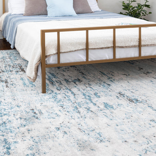 Blue 7' 1 x 10' Leipzig Rectangle Area Rug 75% Polypropylene & 25% Polyester Modern Contemporary Carpet for Kitchens, Bedroom, Living Room Home Decor for Sale at Rug Engine
