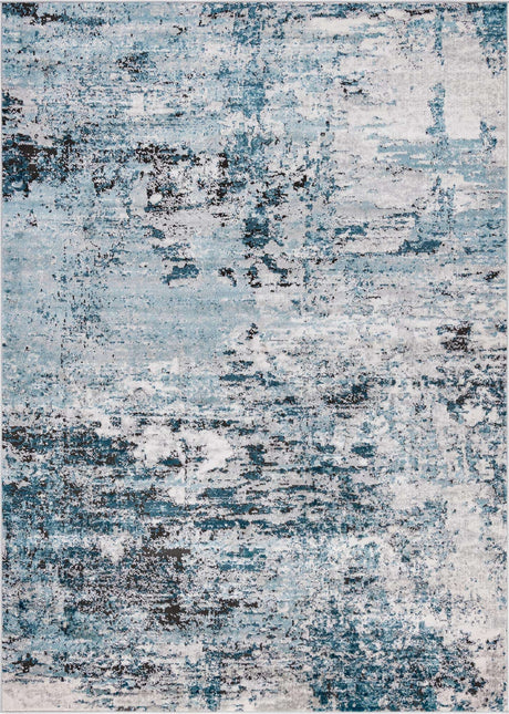 Blue 7' 1 x 10' Leipzig Rectangle Area Rug 75% Polypropylene & 25% Polyester Modern Contemporary Carpet for Kitchens, Bedroom, Living Room Home Decor for Sale at Rug Engine