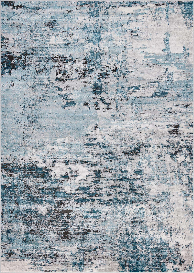 Blue 7' 1 x 10' Leipzig Rectangle Area Rug 75% Polypropylene & 25% Polyester Modern Contemporary Carpet for Kitchens, Bedroom, Living Room Home Decor for Sale at Rug Engine