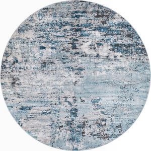 Blue 7' 1 x 7' 1 Leipzig Round Area Rug 75% Polypropylene & 25% Polyester Modern Contemporary Carpet for Kitchens, Bedroom, Living Room Home Decor for Sale at Rug Engine