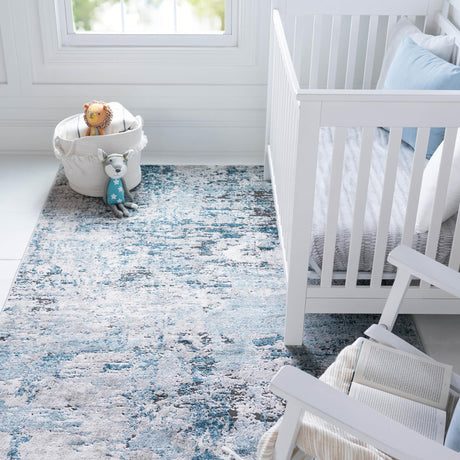 Blue 5' 1 x 8' Leipzig Rectangle Area Rug 75% Polypropylene & 25% Polyester Modern Contemporary Carpet for Kitchens, Bedroom, Living Room Home Decor for Sale at Rug Engine