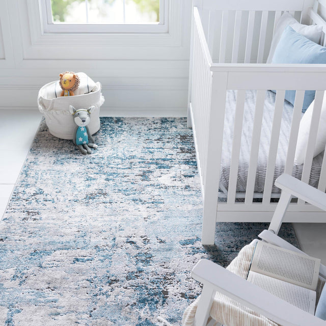Blue 8' x 11' Leipzig Rectangle Area Rug 75% Polypropylene & 25% Polyester Modern Contemporary Carpet for Kitchens, Bedroom, Living Room Home Decor for Sale at Rug Engine