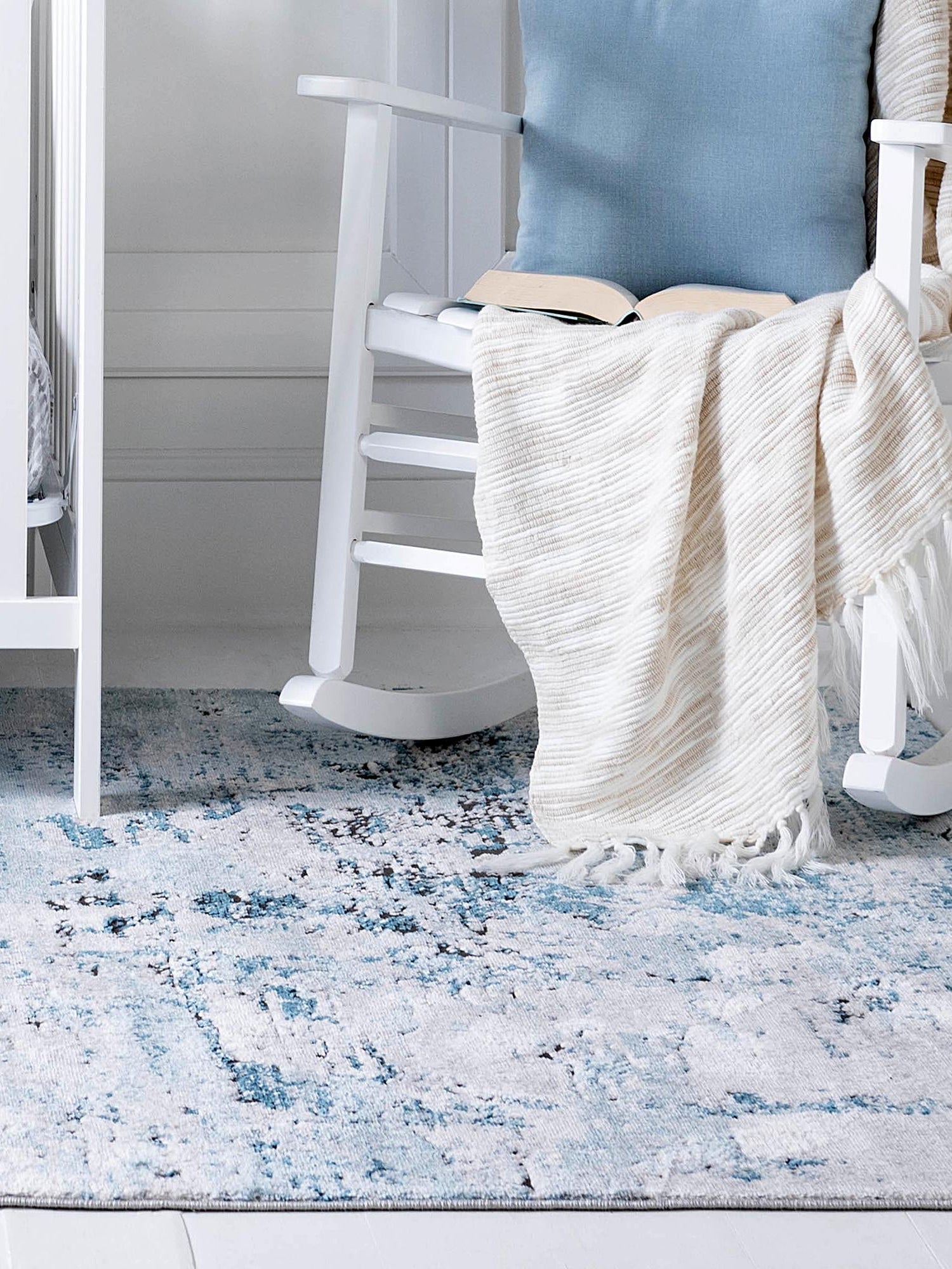 Blue 8' x 11' Leipzig Rectangle Area Rug 75% Polypropylene & 25% Polyester Modern Contemporary Carpet for Kitchens, Bedroom, Living Room Home Decor for Sale at Rug Engine