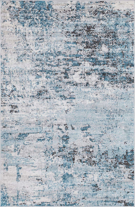 Blue 5' 1 x 8' Leipzig Rectangle Area Rug 75% Polypropylene & 25% Polyester Modern Contemporary Carpet for Kitchens, Bedroom, Living Room Home Decor for Sale at Rug Engine