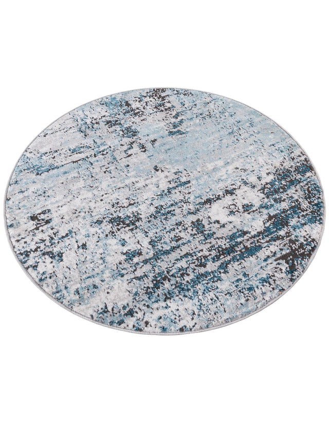 Blue 3' 3 x 3' 3 Leipzig Round Area Rug 75% Polypropylene & 25% Polyester Modern Contemporary Carpet for Kitchens, Bedroom, Living Room Home Decor for Sale at Rug Engine
