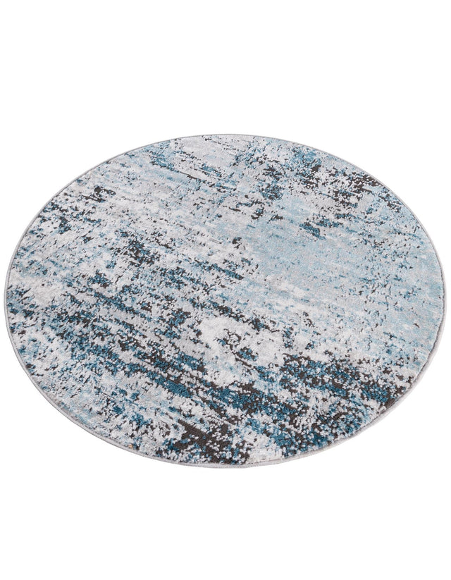 Blue 3' 3 x 3' 3 Leipzig Round Area Rug 75% Polypropylene & 25% Polyester Modern Contemporary Carpet for Kitchens, Bedroom, Living Room Home Decor for Sale at Rug Engine
