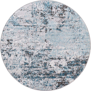 Blue 3' 3 x 3' 3 Leipzig Round Area Rug 75% Polypropylene & 25% Polyester Modern Contemporary Carpet for Kitchens, Bedroom, Living Room Home Decor for Sale at Rug Engine
