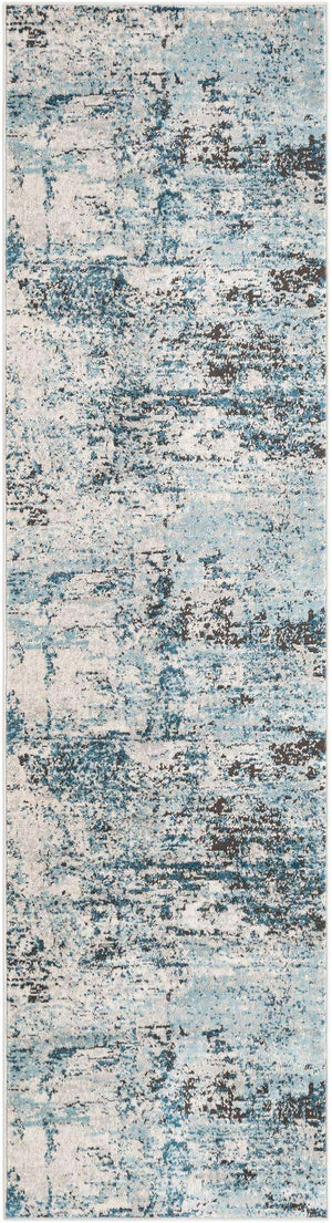 Blue 2' 7 x 10' Leipzig Runner Area Rug 75% Polypropylene & 25% Polyester Modern Contemporary Carpet for Kitchens, Bedroom, Living Room Home Decor for Sale at Rug Engine