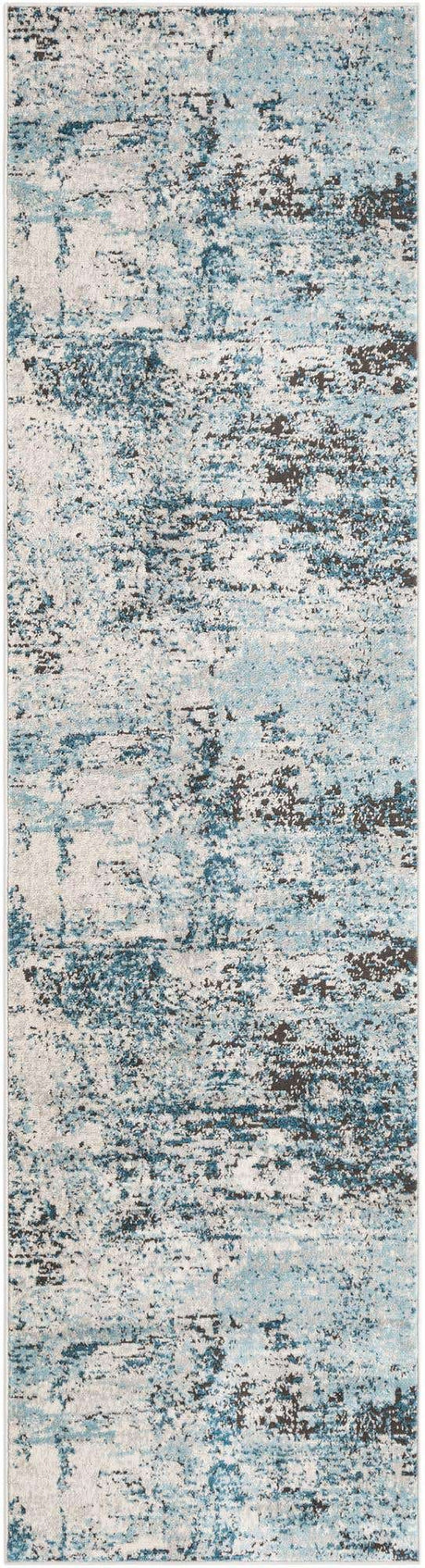 Blue 2' 7 x 10' Leipzig Runner Area Rug 75% Polypropylene & 25% Polyester Modern Contemporary Carpet for Kitchens, Bedroom, Living Room Home Decor for Sale at Rug Engine