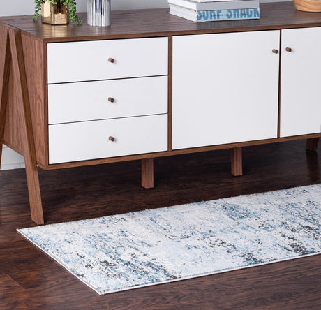 Blue 2' 7 x 13' Leipzig Runner Area Rug 75% Polypropylene & 25% Polyester Modern Contemporary Carpet for Kitchens, Bedroom, Living Room Home Decor for Sale at Rug Engine