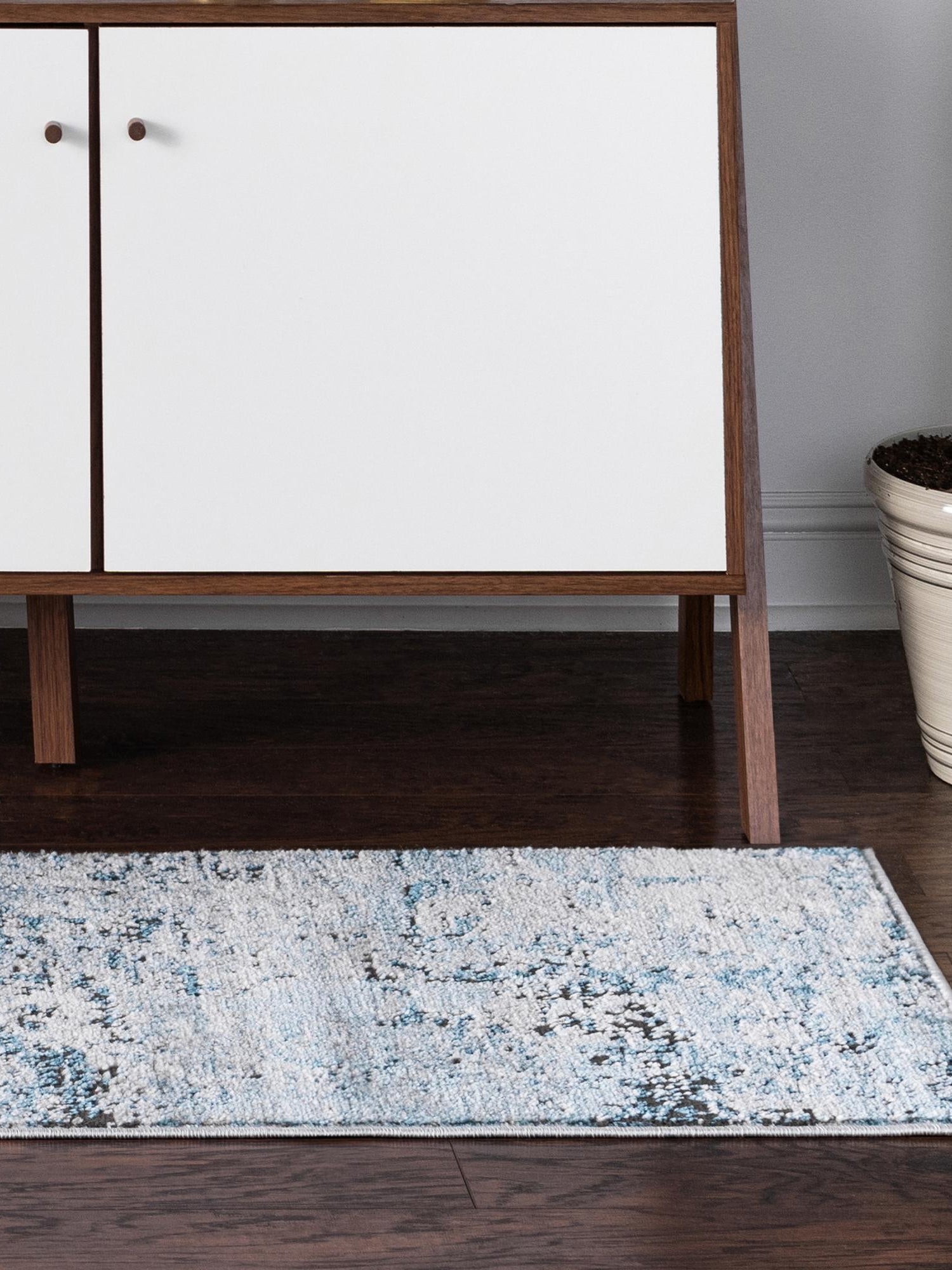 Blue 2' x 8' Leipzig Runner Area Rug 75% Polypropylene & 25% Polyester Modern Contemporary Carpet for Kitchens, Bedroom, Living Room Home Decor for Sale at Rug Engine