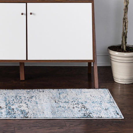 Blue 2' 7 x 13' Leipzig Runner Area Rug 75% Polypropylene & 25% Polyester Modern Contemporary Carpet for Kitchens, Bedroom, Living Room Home Decor for Sale at Rug Engine