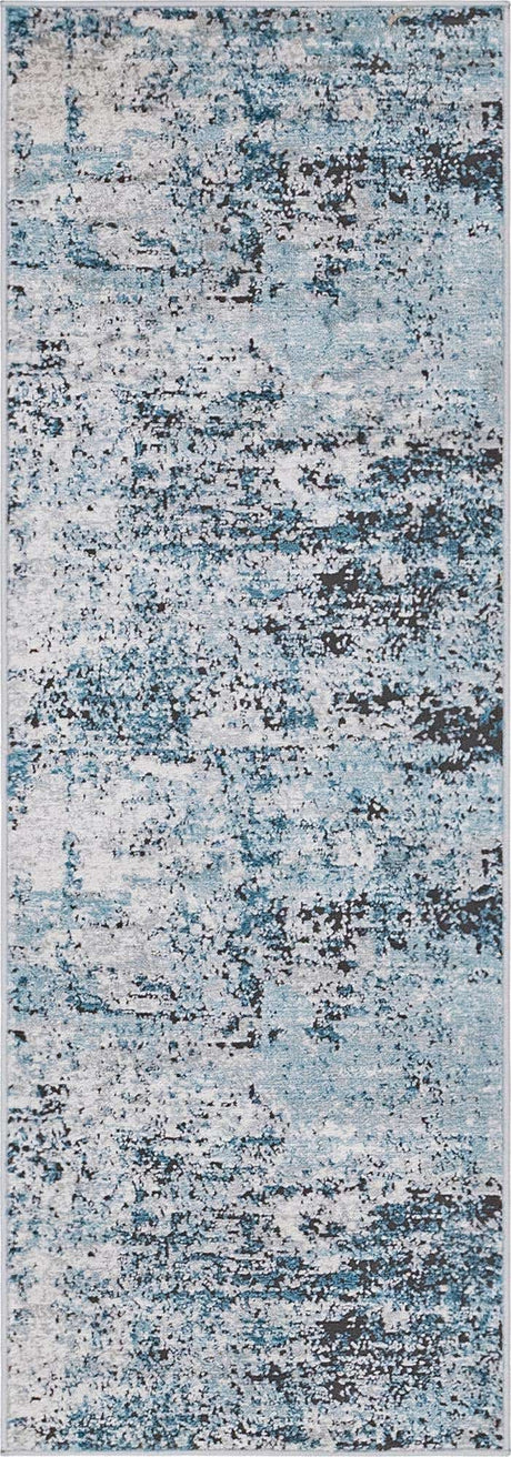 Blue 2' 2 x 6' 1 Leipzig Runner Area Rug 75% Polypropylene & 25% Polyester Modern Contemporary Carpet for Kitchens, Bedroom, Living Room Home Decor for Sale at Rug Engine