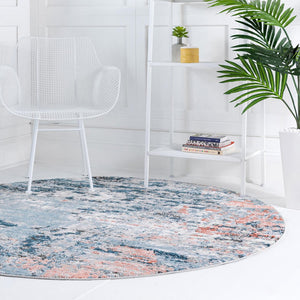 Multicolor 6' 1 x 6' 1 Leipzig Round Area Rug 75% Polypropylene & 25% Polyester Modern Contemporary Carpet for Kitchens, Bedroom, Living Room Home Decor for Sale at Rug Engine