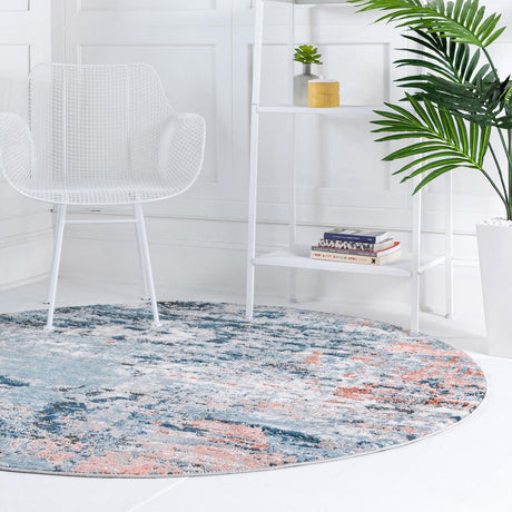 Multicolor 6' 1 x 6' 1 Leipzig Round Area Rug 75% Polypropylene & 25% Polyester Modern Contemporary Carpet for Kitchens, Bedroom, Living Room Home Decor for Sale at Rug Engine